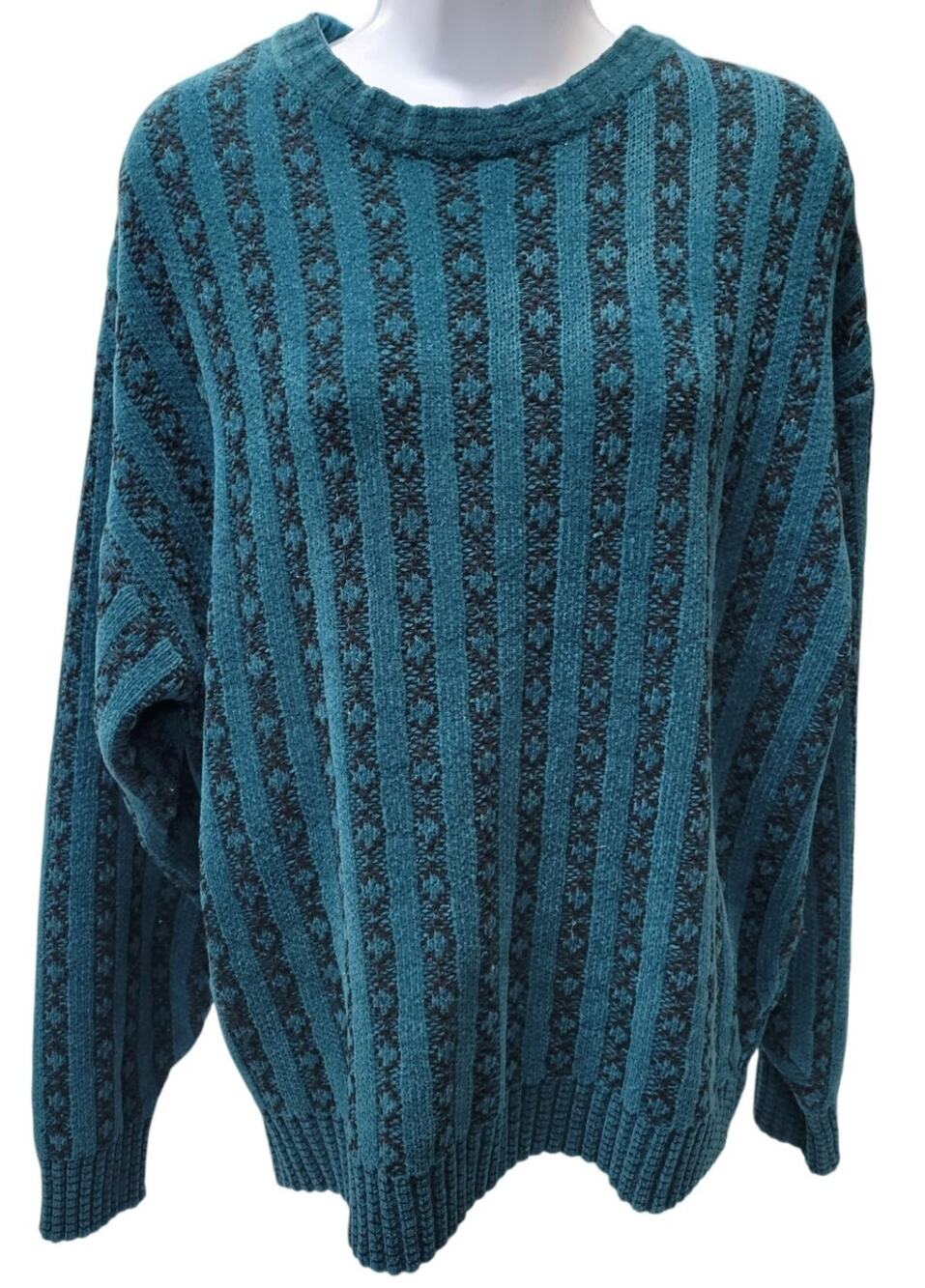 Vtg Chereskin Womens L Oversized Knit Sweater Pullover Long Sleeve Green Granpa